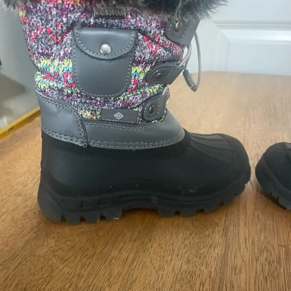Kids' Multicolor Snow Boots with Faux Fur Trim Size 9 Toddler